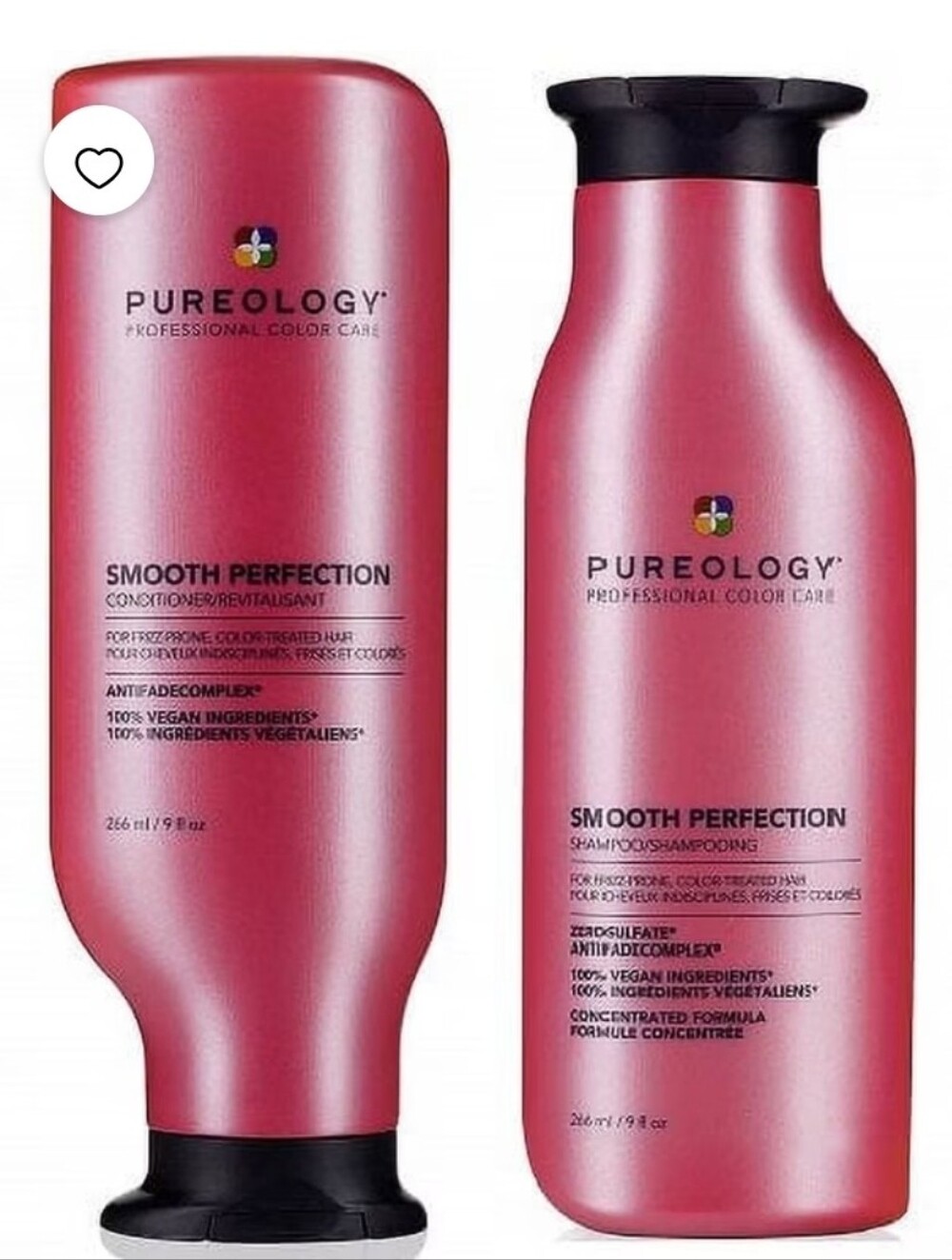 FULL SET Pureology Smooth Perfection Shampoo 226ml&Conditioner 226ml DUO VEGAN